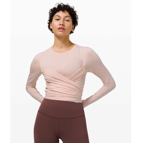 NEW Lululemon Gather and Grow Long Sleeve Top Feather Pink Wraparound Waist 4 - Picture 3 of 8